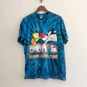 Vintage Looney Tunes Tweety and Sylvester Tie Dyed Funny T Shirt Sz L Unisex